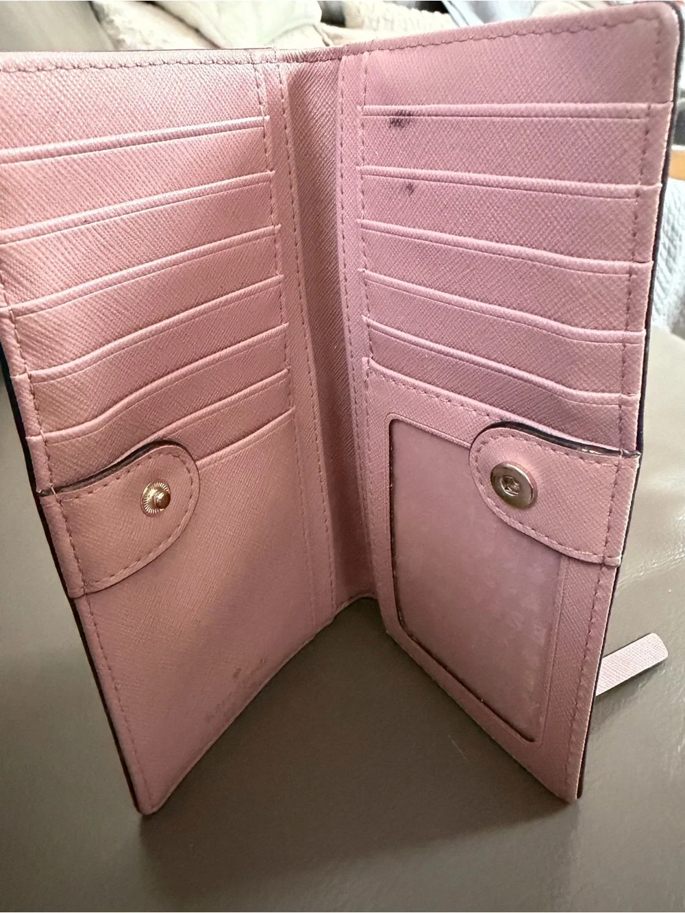 kate spade Pink Saffiano-Style Long Wallet with Gold Plaque